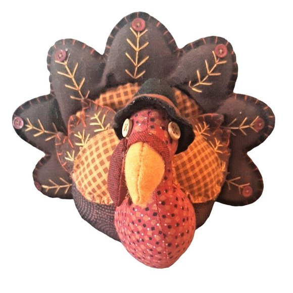 Vintage Plush Toy Turkey Stuffed Animal Bird Thanksgiving Tom 10"x8" - Picture 1 of 12
